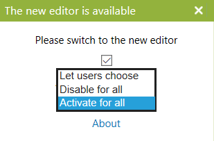 Dashboard_Activate the new editor options